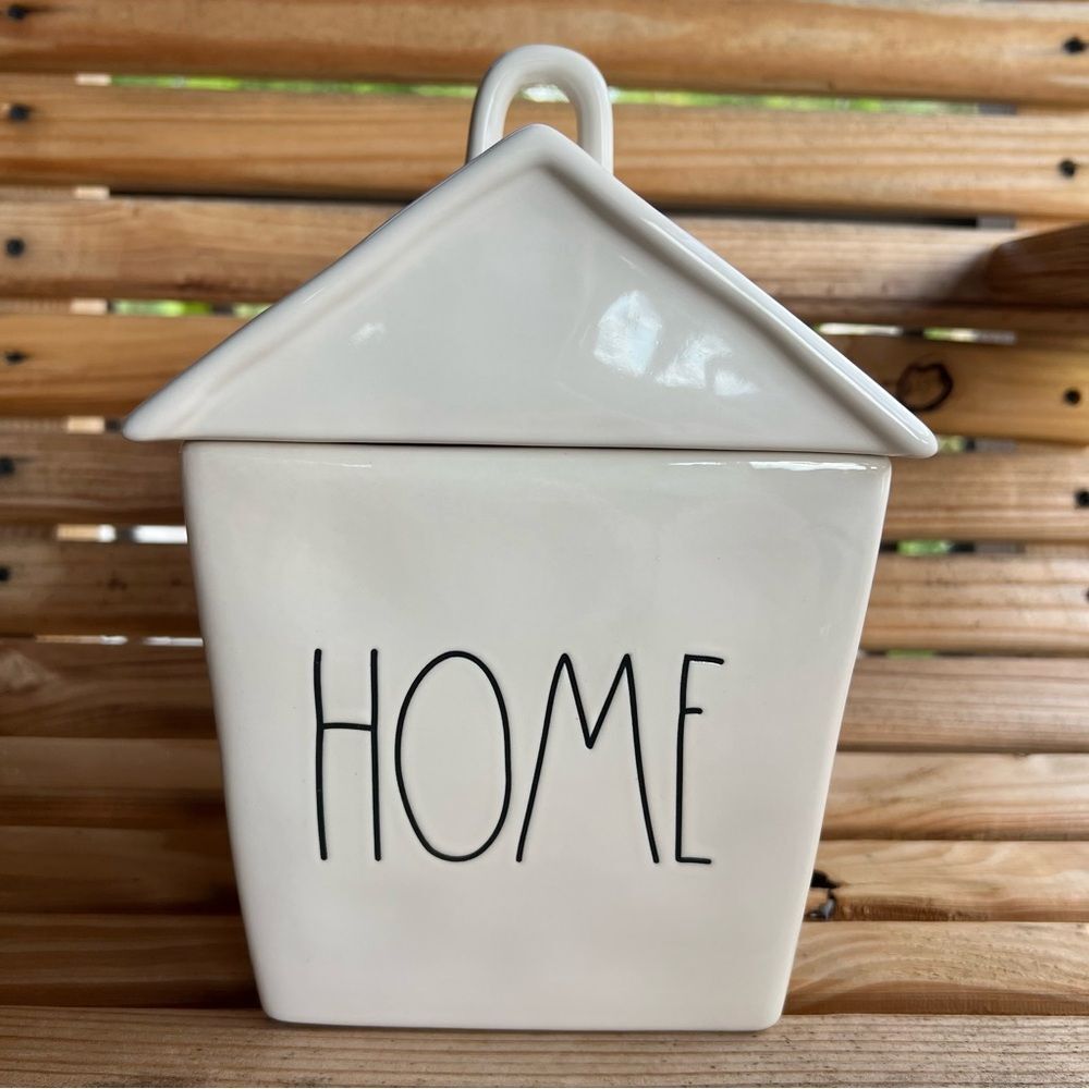 Rae Dunn HOME Ceramic Birdhouse Cookie Jar Canister with Lid
